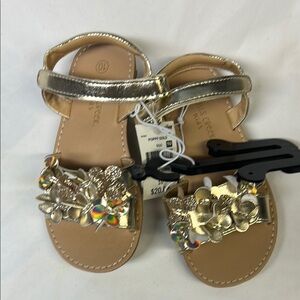 Falls Creek Gold Kids Sandals with Floral Accents